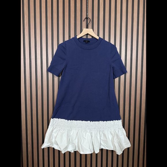 COS Dresses & Skirts - COS Dress XS Womens Blue & White Drop Waist Midi Sheath Knit